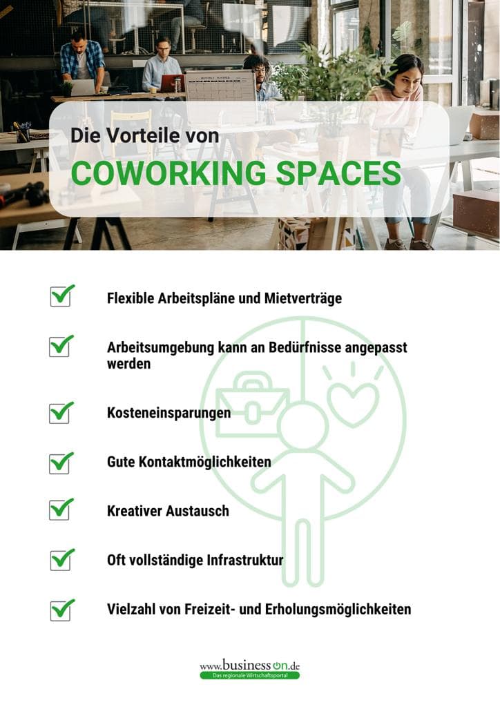 Coworking Spaces; der Trend, sich mit anderen Fachkräften ein Büro zu teilen, auch wenn man nicht für das selbe Unternehmen arbeitet, wirkt sich positiv auf das Networking und die Work-Life-Balance aus.