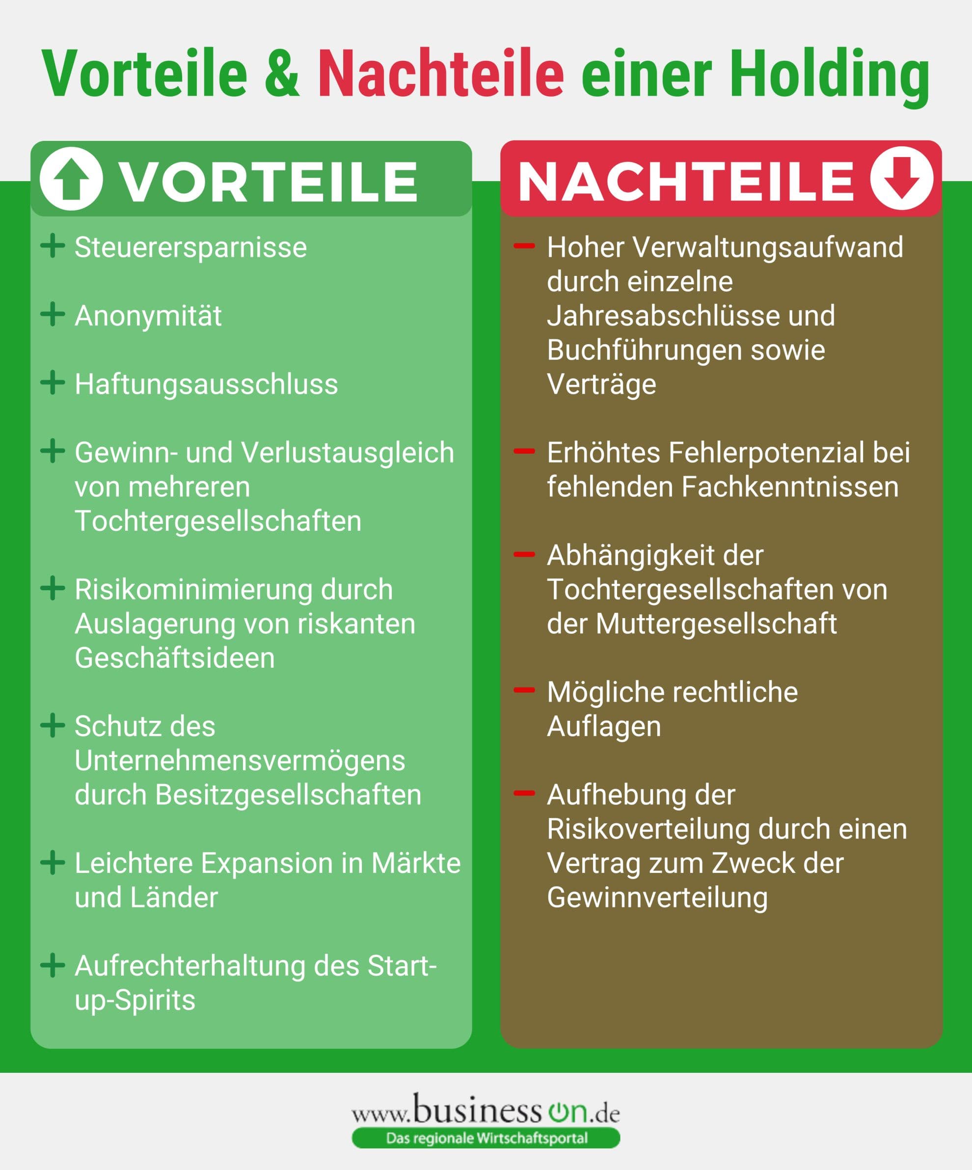 Vorteile und Nachteile einer Holding
