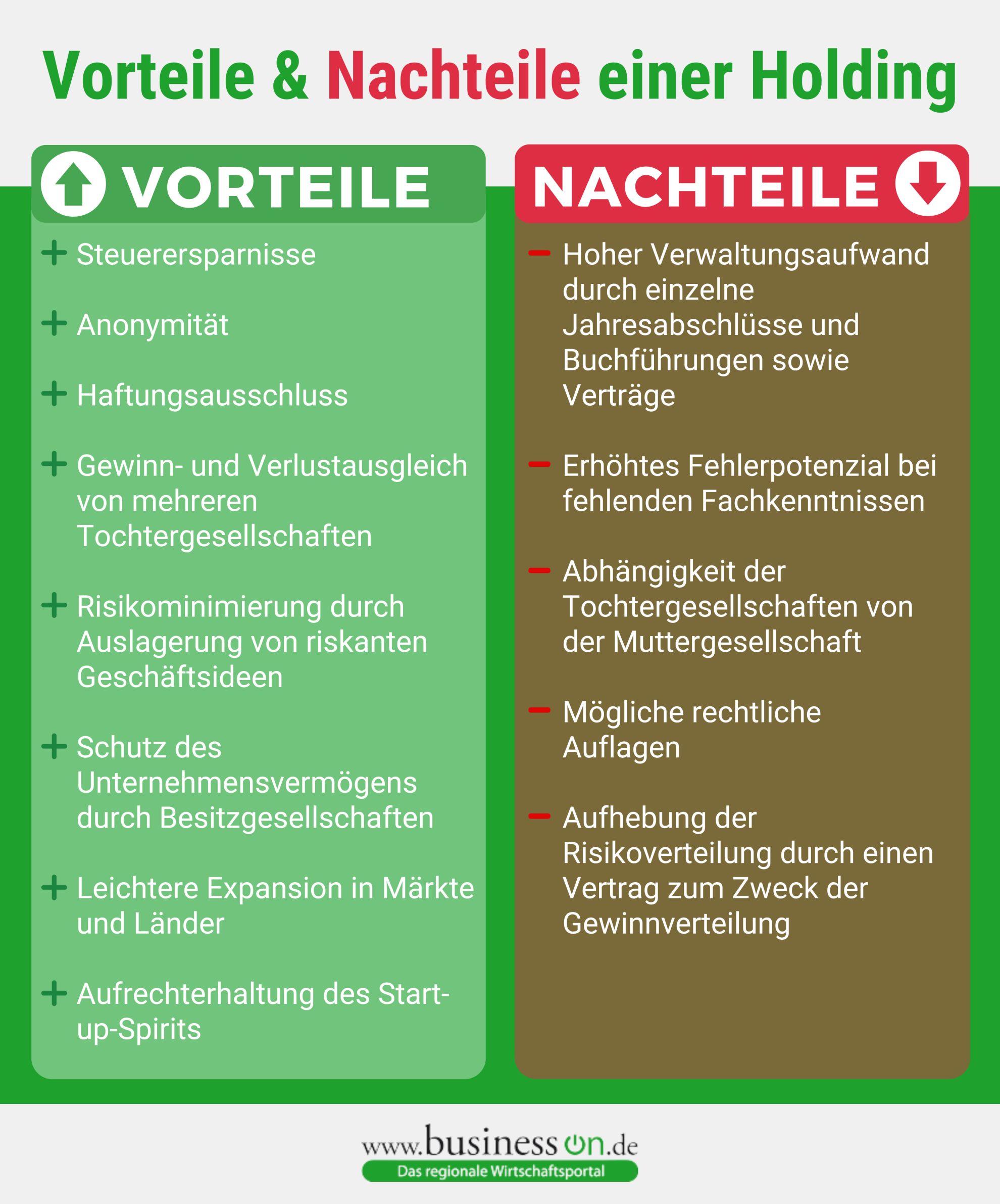 Vorteile und Nachteile einer Holding